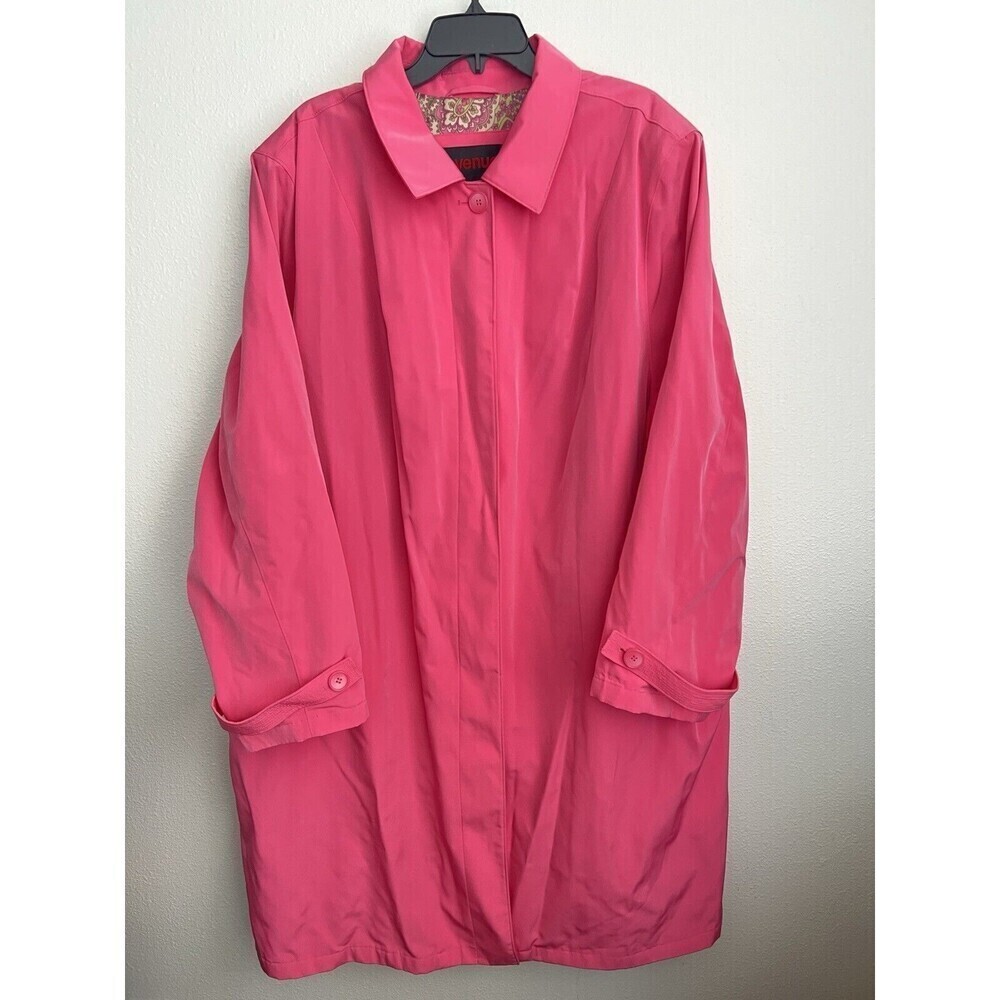 Hot Pink Trench Coat 30/32 Paisley Lined Button Up Lightweight Barbie Feminine